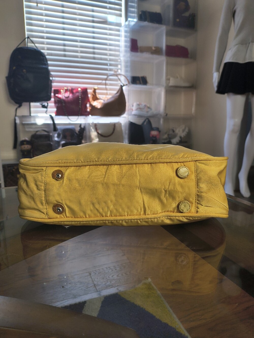 Vintage Prada Rare Yellow Tessuto Nylon Hobo Shoulder Bag | Made in Italy | Y2K - Picture 7 of 12